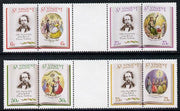 St Vincent 1987 Christmas (Charles Dickens) set of 8 (2 inter-paneau se-tenant gutter blocks from Format International archive sheet, folded through gutters) as SG 1116-23