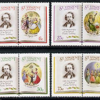 St Vincent 1987 Christmas (Charles Dickens) set of 8 unmounted mint (4 se-tenant pairs) as SG 1116-23 (gutter pairs available pro-rata)