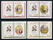 St Vincent 1987 Christmas (Charles Dickens) set of 8 unmounted mint (4 se-tenant pairs) as SG 1116-23 (gutter pairs available pro-rata)