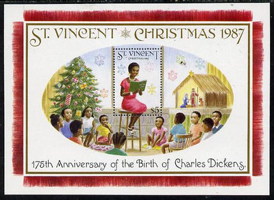 St Vincent 1987 Christmas (Charles Dickens) m/sheet (Teacher reading to Class) unmounted mint SG MS 1124