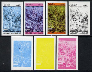 Oman 1973 Orchids (With Scout Emblems) 20b (Frog Orchid) set of 7 imperf progressive colour proofs comprising the 4 individual colours plus 2, 3 and all 4-colour composites unmounted mint