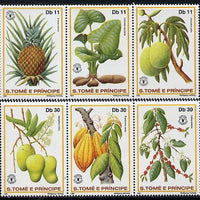 St Thomas & Prince Islands 1981 Fruit set of 6 (2 se-tenant strips of 3) unmounted mint Mi 744-49