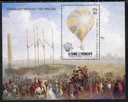 St Thomas & Prince Islands 1983 Bicentenary of Manned Flight m/sheet (Balloon) unmounted mint Mi BL 127