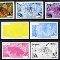 Nagaland 1974 Butterflies 10c (Common Ringlet) set of 7 imperf progressive colour proofs comprising the 4 individual colours plus 2, 3 and all 4-colour composites unmounted mint