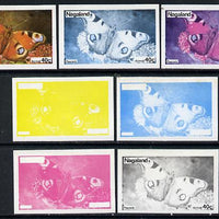 Nagaland 1974 Butterflies 40c (Peacock) set of 7 imperf progressive colour proofs comprising the 4 individual colours plus 2, 3 and all 4-colour composites unmounted mint