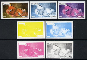 Nagaland 1974 Butterflies 40c (Peacock) set of 7 imperf progressive colour proofs comprising the 4 individual colours plus 2, 3 and all 4-colour composites unmounted mint