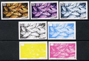 Iso - Sweden 1973 Fish 50 (Red Sea Bream) set of 7 imperf progressive colour proofs comprising the 4 individual colours plus 2, 3 and all 4-colour composites unmounted mint