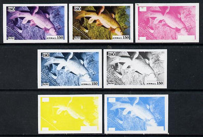 Iso - Sweden 1973 Fish 150 (Barbel) set of 7 imperf progressive colour proofs comprising the 4 individual colours plus 2, 3 and all 4-colour composites unmounted mint