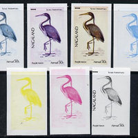 Nagaland 1974 Birds (with Scout Emblems) 50c (Purple Heron) set of 7 imperf progressive colour proofs comprising the 4 individual colours plus 2, 3 and all 4-colour composites unmounted mint