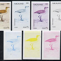 Nagaland 1974 Birds (with Scout Emblems) 75c (Courser) set of 7 imperf progressive colour proofs comprising the 4 individual colours plus 2, 3 and all 4-colour composites unmounted mint