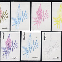 Nagaland 1974 Flowers 5c (Onobrychis Sativiva) set of 7 imperf progressive colour proofs comprising the 4 individual colours plus 2, 3 and all 4-colour composites unmounted mint
