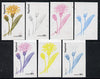 Nagaland 1974 Flowers 50c (Troximon Glaucum) set of 7 imperf progressive colour proofs comprising the 4 individual colours plus 2, 3 and all 4-colour composites unmounted mint