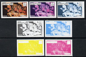 Eynhallow 1974 Fruit (Scout Anniversary) 2p (White Bearn) set of 7 imperf progressive colour proofs comprising the 4 individual colours plus 2, 3 and all 4-colour composites unmounted mint