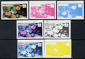 Eynhallow 1974 Fruit (Scout Anniversary) 5p (Honeysuckle) set of 7 imperf progressive colour proofs comprising the 4 individual colours plus 2, 3 and all 4-colour composites unmounted mint