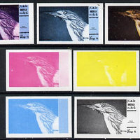 Dhufar 1974 Scout Anniversary (Wildlife) 4b (Heron) set of 7 imperf progressive colour proofs comprising the 4 individual colours plus 2, 3 and all 4-colour composites unmounted mint