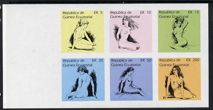 Equatorial Guinea 1977 Drawings of Nudes imperf set of 6 (Mi 1233-38B) unmounted mint
