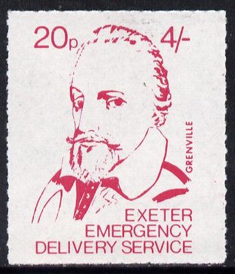 Great Britain 1971 Exeter Emergency Delivery Service 20p-4s label depicting Grenville unmounted mint