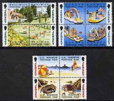 Jersey 1993 Booklet Stamps - NVI stamps in 3 x se-tenant blocks of 4 (12 values) unmounted mint, SG 601-12