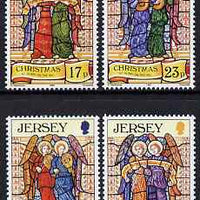 Jersey 1993 Christmas - Stained Glass Windows from St Aubin on the Hill Church set of 4 unmounted mint, SG 640-43
