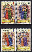 Jersey 1993 Christmas - Stained Glass Windows from St Aubin on the Hill Church set of 4 unmounted mint, SG 640-43