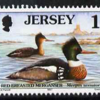 Jersey 1997-99 Seabirds & Waders 1p Red-breasted Meganser unmounted mint SG 774