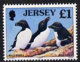 Jersey 1997-99 Seabirds & Waders £1 Razorbill unmounted mint SG 804