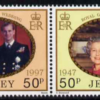 Jersey 1997 Golden Wedding of QEII & Prince Philip se-tenant pair, unmounted mint SG 840a