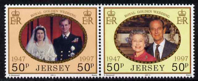 Jersey 1997 Golden Wedding of QEII & Prince Philip se-tenant pair, unmounted mint SG 840a