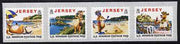 Jersey 1999 Tourism - 'Lillie the Cow' se-tenant strip of 4 self-adhesive NVI stamps with copyright symbol after date, unmounted mint SG 770a-73a