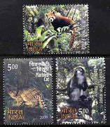 India 2009 Animals perf set of 3 unmounted mint