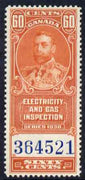 Canada 1930 Revenue KG5 60c Electricity & Gas Inspection unmounted mint