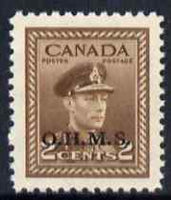 Canada 1949 KG6 Official 2c brown opt'd OHMS unmounted mint SG O163