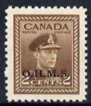 Canada 1949 KG6 Official 2c brown opt'd OHMS unmounted mint SG O163