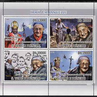 St Thomas & Prince Islands 2009 Sister Emmanuelle & Popes perf sheetlet containing 4 values unmounted mint