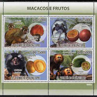 St Thomas & Prince Islands 2009 Macaque Monkeys & Fruit perf sheetlet containing 4 values unmounted mint