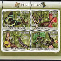 St Thomas & Prince Islands 2009 Butterflies & Catterpillars perf sheetlet containing 4 values unmounted mint