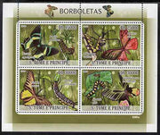 St Thomas & Prince Islands 2009 Butterflies & Catterpillars perf sheetlet containing 4 values unmounted mint