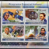 St Thomas & Prince Islands 2009 Indian Space Programme perf sheetlet containing 4 values (also shows Gandhi) unmounted mint