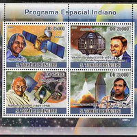 St Thomas & Prince Islands 2009 Indian Space Programme perf sheetlet containing 4 values (also shows Gandhi) unmounted mint