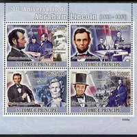 St Thomas & Prince Islands 2009 Abraham Lincoln perf sheetlet containing 4 values unmounted mint
