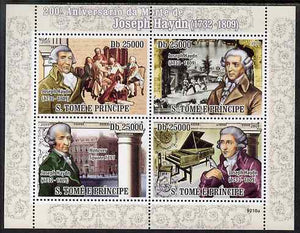 St Thomas & Prince Islands 2009 Joseph Haydn perf sheetlet containing 4 values unmounted mint
