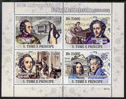 St Thomas & Prince Islands 2009 Felix Mendelssohn perf sheetlet containing 4 values unmounted mint