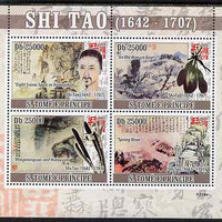St Thomas & Prince Islands 2009 Paintings by Shi Tao perf sheetlet containing 4 values unmounted mint