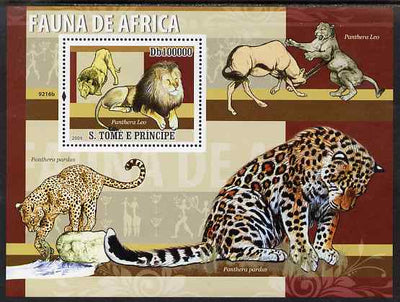 St Thomas & Prince Islands 2009 Animals of Africa - Lions perf s/sheet unmounted mint