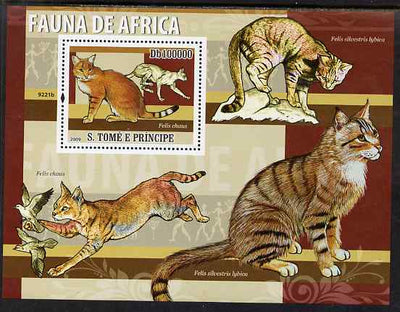 St Thomas & Prince Islands 2009 Animals of Africa - Jungle Cat perf s/sheet unmounted mint