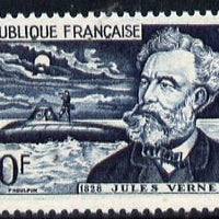 France 1955 Death Anniversary of Jules Verne (Author) showing Submarine unmounted mint, SG 1251
