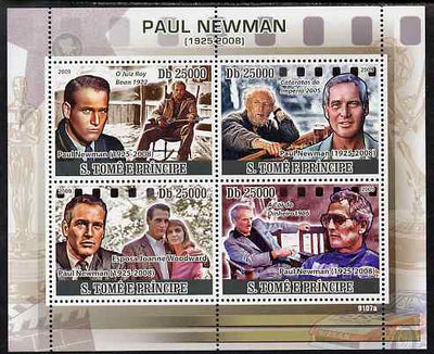 St Thomas & Prince Islands 2009 Paul Newman perf sheetlet containing 4 values unmounted mint