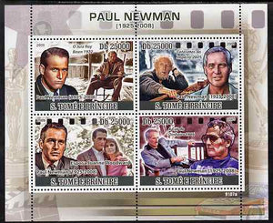 St Thomas & Prince Islands 2009 Paul Newman perf sheetlet containing 4 values unmounted mint