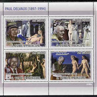 St Thomas & Prince Islands 2009 Paintings of Paul Delvaux perf sheetlet containing 4 values unmounted mint
