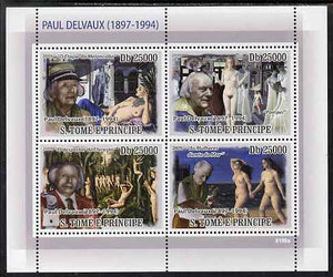 St Thomas & Prince Islands 2009 Paintings of Paul Delvaux perf sheetlet containing 4 values unmounted mint